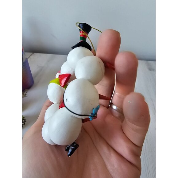 snowman wreath unique ornament top hat Xmas tree glitter - Picture 6 of 8